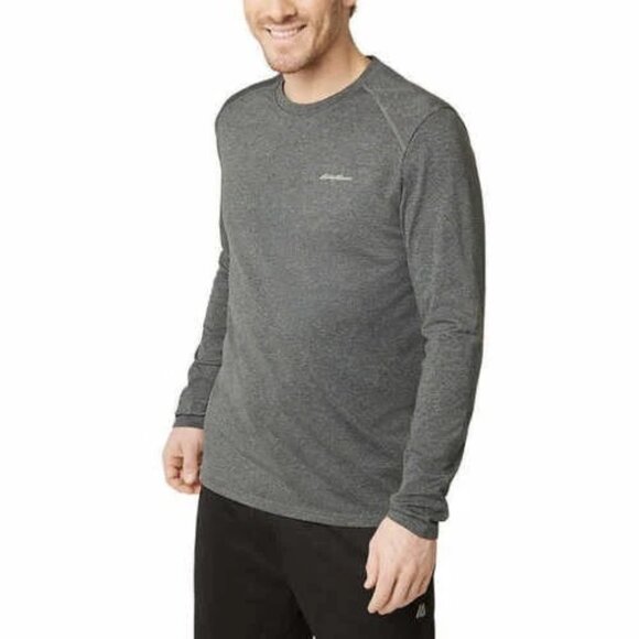 Eddie Bauer Brushed Long Sleeve Crew Gray Mens Freedry Active Top Size Large - Picture 1 of 7